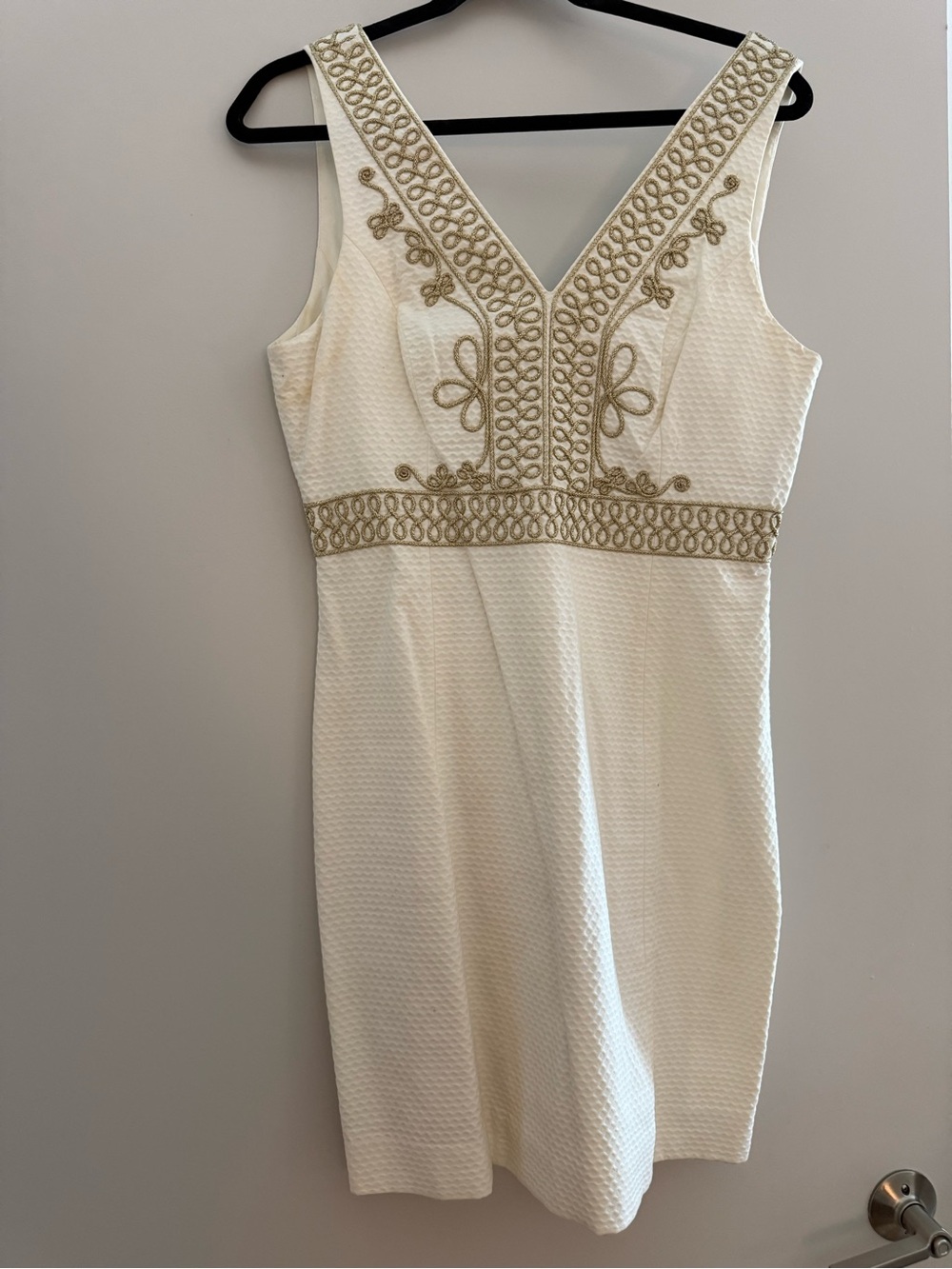 Lilly Pulitzer White Mini Dress with Gold Embroidery